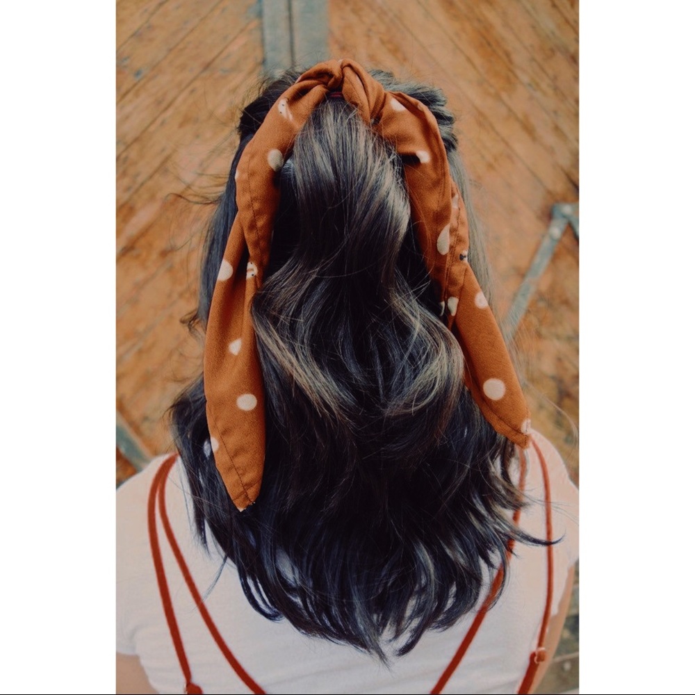 Caramel Brown Polka Dot Scarf - Picture 4 of 6